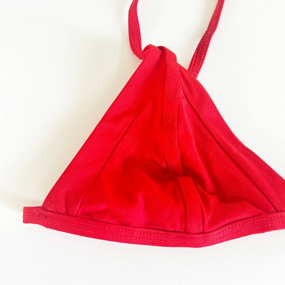 Frankie's Bikinis Womens Valentina True Red Triangle Summer Bikini Top Size M